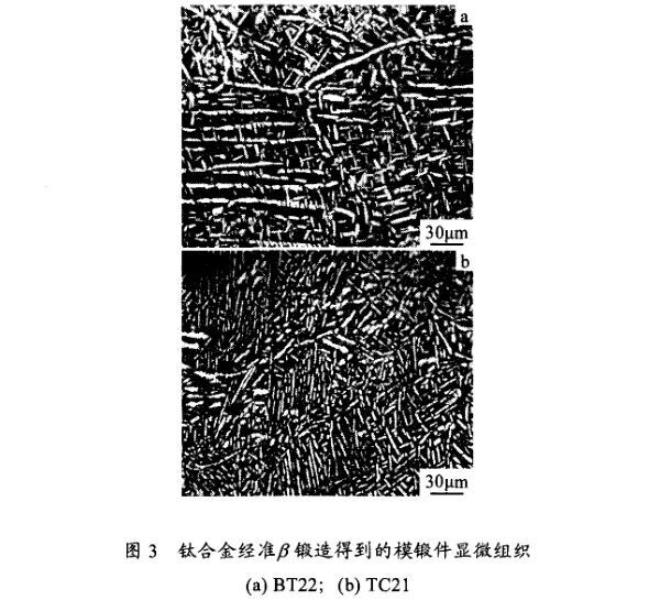 钛合金准β铸造得到的模锻件显微组织