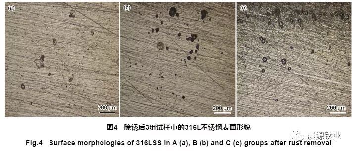 3组试样中的316L不锈钢表表除锈后的描摹照片 3组试样中的316L不锈钢表表除锈后的描摹照片