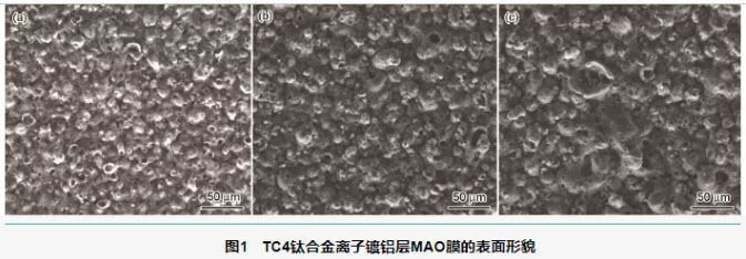 TC4钛合金离子镀铝后MAO膜的表表描摹 TC4钛合金离子镀铝后MAO膜的表表描摹