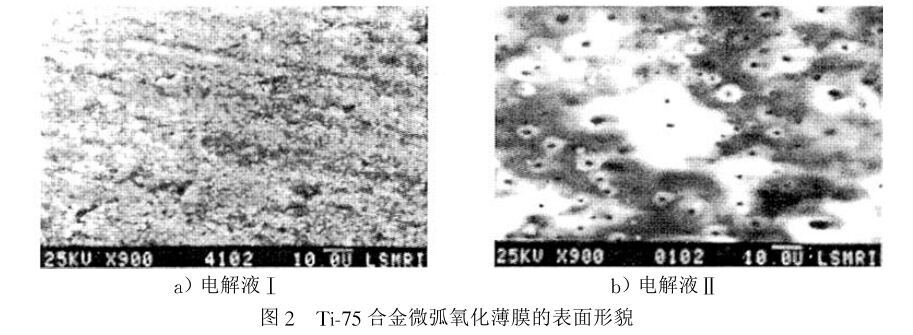 Ti75合金微弧氧化薄膜的表表描摹 Ti75合金微弧氧化薄膜的表表描摹