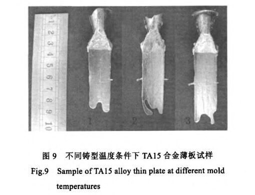 分歧铸型温度前提下TAl5合金薄板试样 分歧铸型温度前提下TAl5合金薄板试样