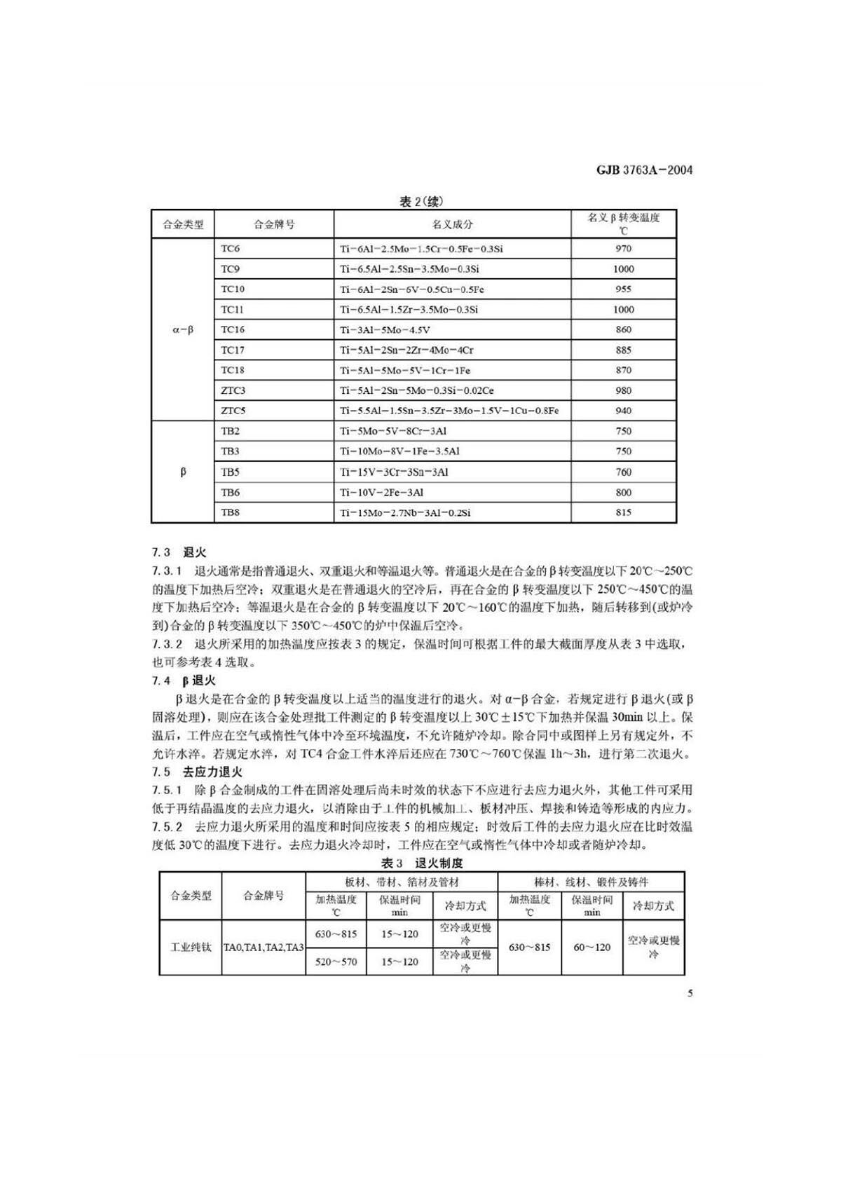 钛脊合金热处置 GJB3763A-2004