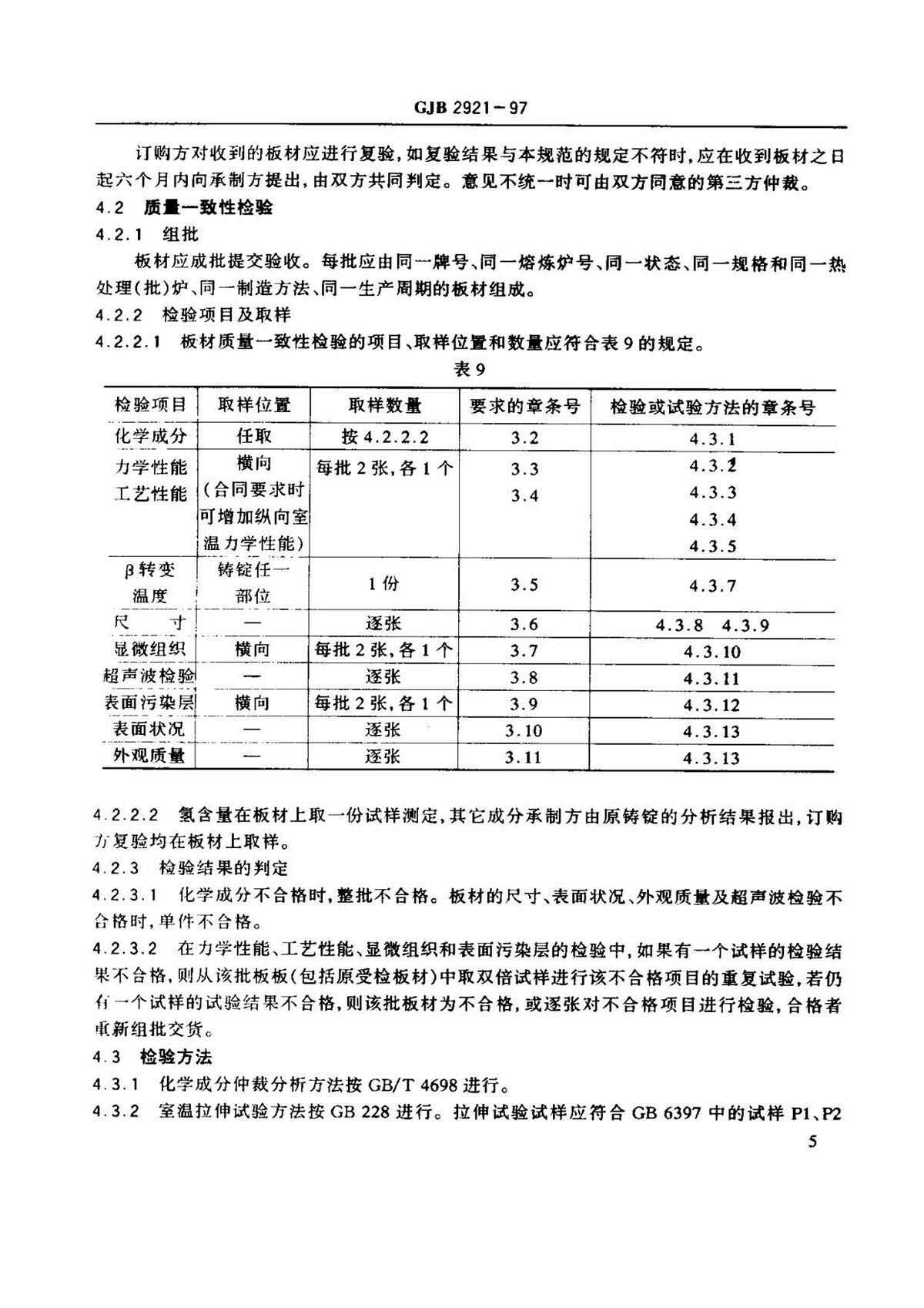 超塑成形用TC4钛合金板材国军标规范 GJB 2921-97