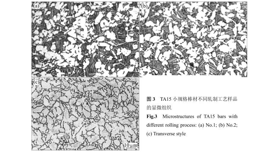 TA15幼规格棒材分歧轧造工艺样品的显微组织